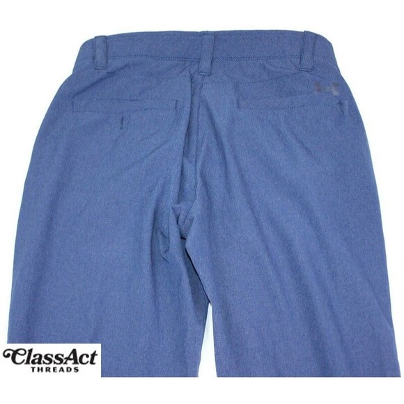 UNDER ARMOUR Golf Pants UA Blue Polyester Flat Front 30" X 32" - Picture 7 of 7